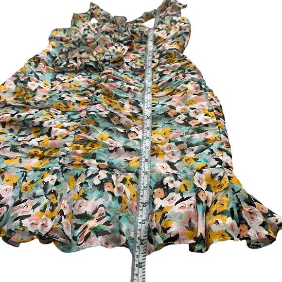 AMUR Elyse Silk Chiffon Floral Ruffle Bodycon Mini Dress Multicolor 6 Coquette - Picture 13 of 16